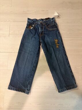 FUBU kids Dark Blue Denim Jeans with Gold Stitching